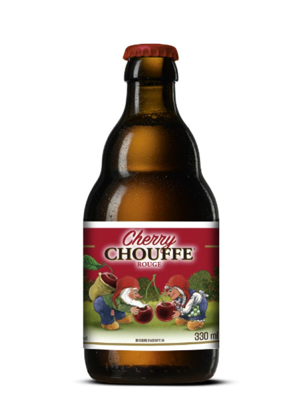 שישיית בירה שרי שוף 330 מ''ל תמונה בקבוק Cherry Chouffe Rouge עם דמויות ננסים